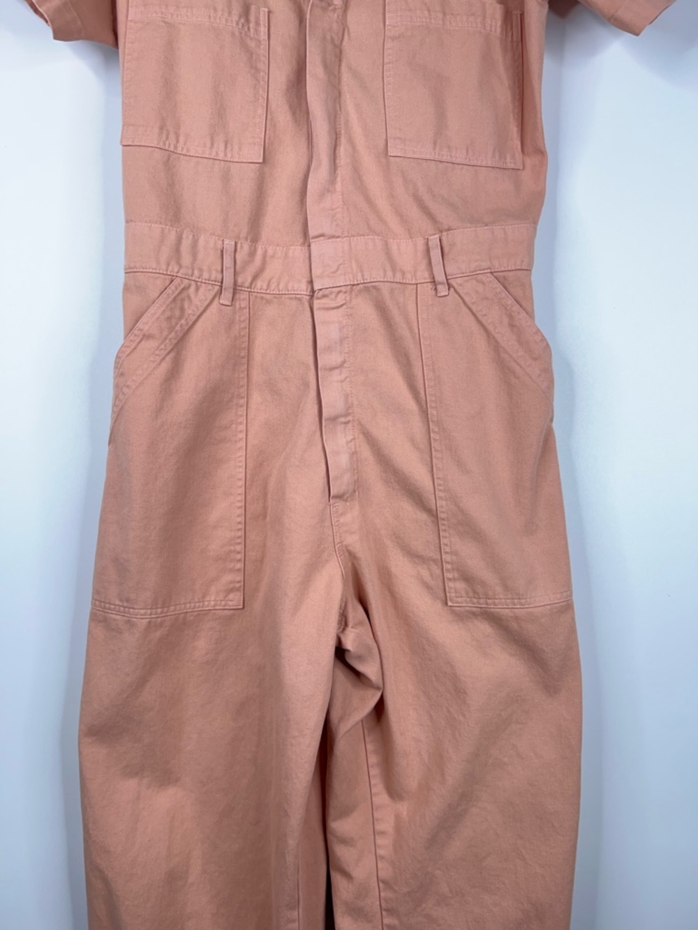 Big Bud Press Peach Short Sleeve Jumpsuit Cotton Twill Utility Size Large - Picture 4 of 15